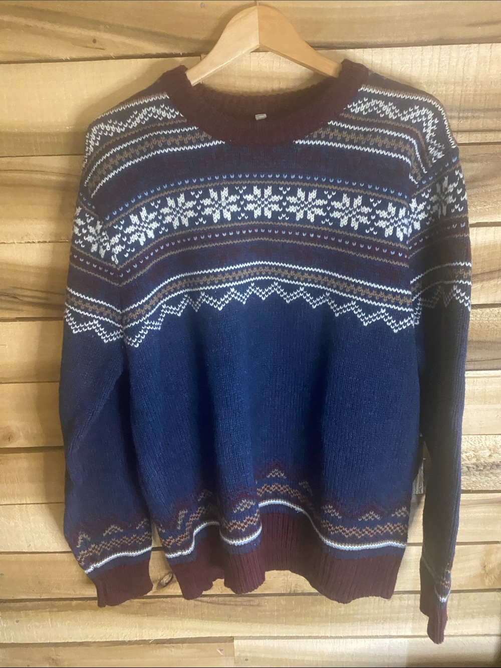 Schott Bros. Classic crewneck Navy Fair Isle Men's Sweater size XL